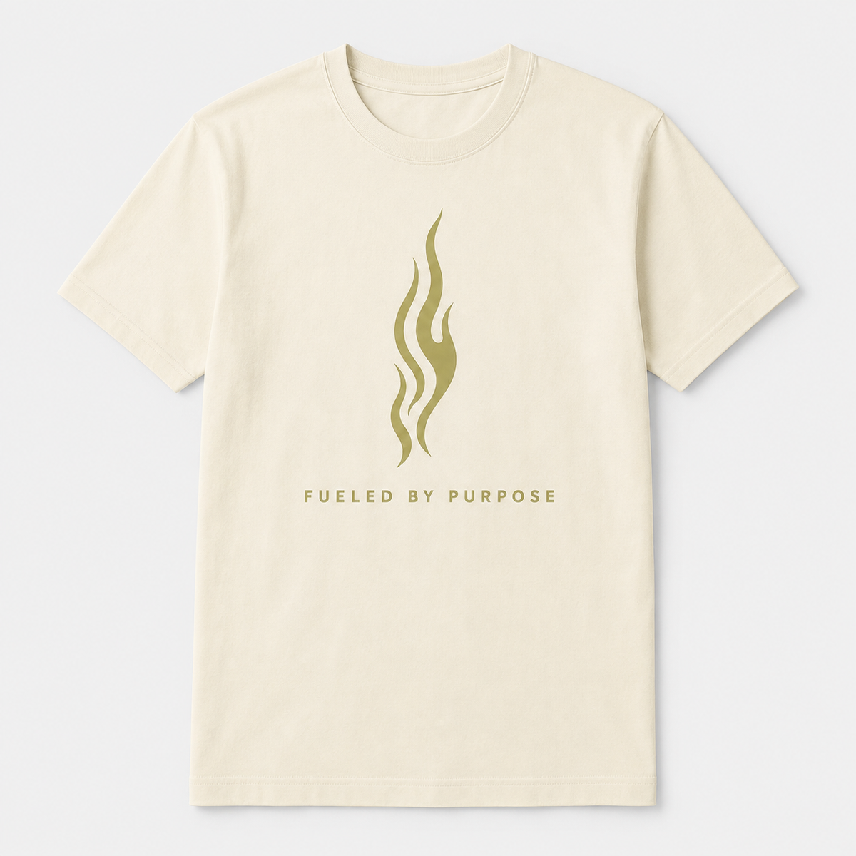 Women’s Fueled by Purpose Flame T-Shirt – Cream/Olive